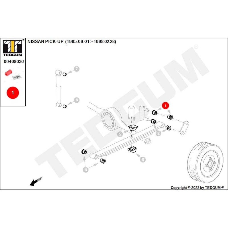 TEDGUM 00468036 REAR LEAF SPRING POLYURETHANE BUSHING