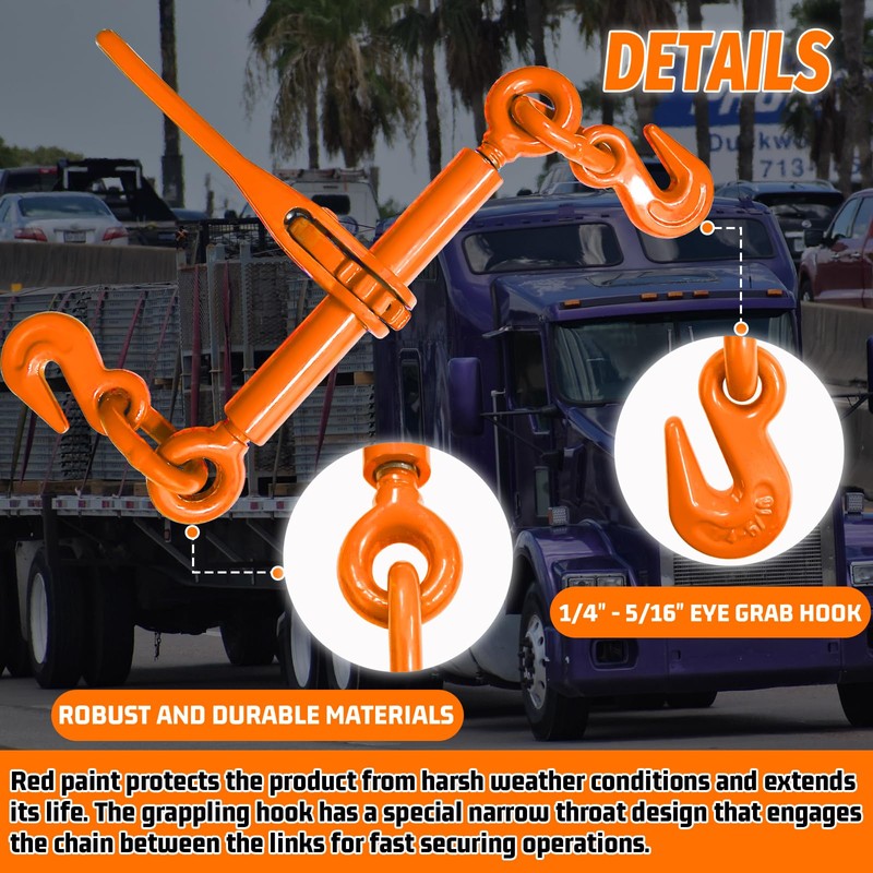 SENKEYFE Ratchet Binder 1/4''- 5/16'', Load Binder with G70 Grab