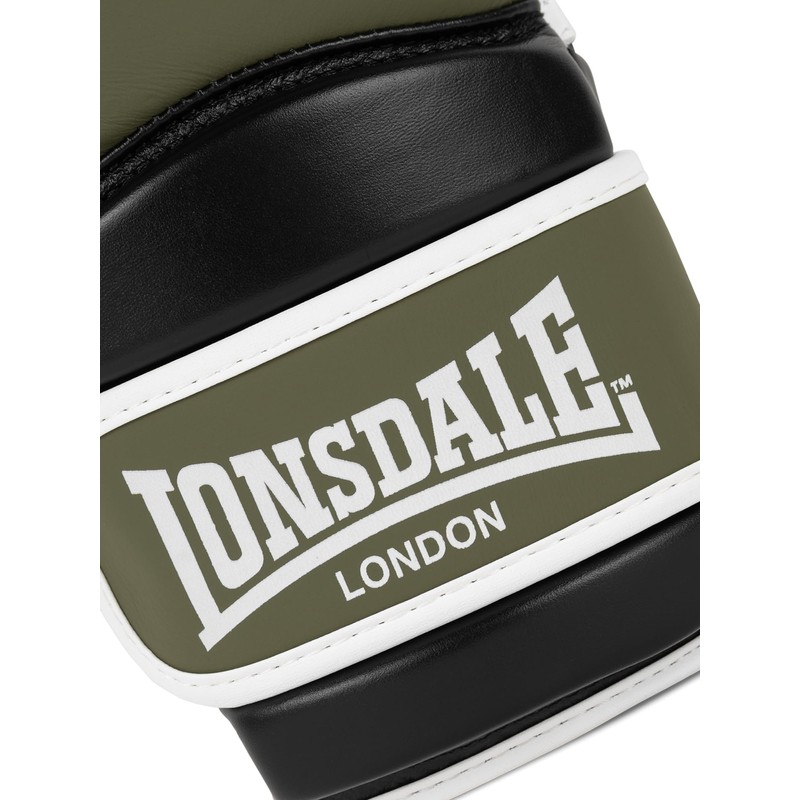 Lonsdale Barford Leather Boxing Gloves Olive/Black/White 12 oz
