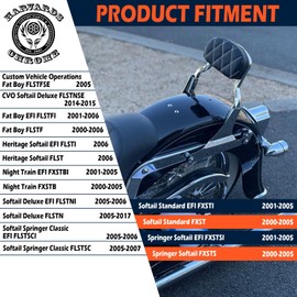 Harvards Chrome Chop Detachable Sissybar Backrest Fits for Harley FATBOY FLSTF 00-06 FLSTN 05-17 Deluxe/SPRINGER FLSTF,Heritage 2006,Black