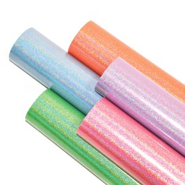 Stardustworkx Pearl Holographic Glitter Iron on Vinyl Bundle Holographic Heat Transfer Vinyl Glitter HTV Sheets Chameleon Iridescent 11.4"X9.8" for Cricut Silhouette and Heat Press