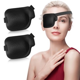 RIKEYO 2Pcs 3D Right Eye Patches for Adults, Adjustable Medical Lazy Eyepatch,Black