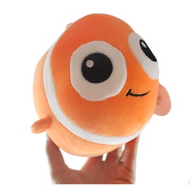 Curious Minds Busy Bags Chubby Plush Clownfish Stuffed Animal Toy - Soft Squishy Roll Animal - Plushie Stuffie