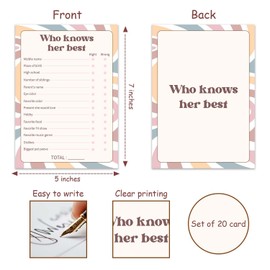 Birthday Party Games - Who Knows the Birthday Girl Best, Birthday Games for Girls Teen Adult Birthday Activity Party Supplies for Girls Night, Set of 20 Birthday Game Cards, Slumber Party Games /bir04