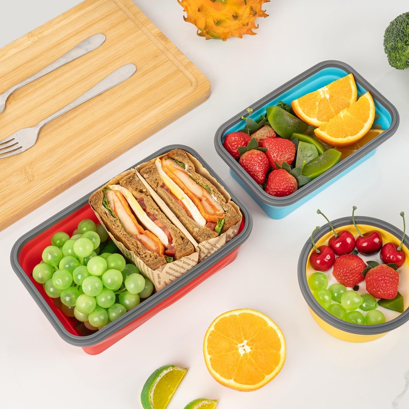 Collapsible Silicone Food Storage Containers Set with Lid & Air