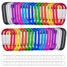 40 Pack 2" Aluminum Carabiner Clip D Ring Carabiners Small Carabiner Keychain Spring Snap Hooks, Mini Carabiner Clip Set for Keys, Dog Leash, Camping Hiking Accessories