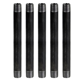 SupplyGiant 3/4 x 18 Inch Black Steel Pipe, Heavy Duty Industrial Malleable Iron Pipes, Pre Cut Threaded Nipple Great For All DIY Furniture And Black Pipe Shelving