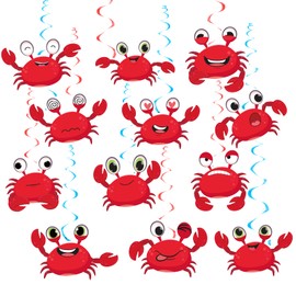 24 Pcs Crab Hanging Swirls Crab Ceiling Decor Crab Spirals Crab Party Decorations for Crab Birthday Party Supplies Ocean Hanging Decor Beach Party Decor