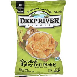 Deep River Snacks Kettle Chips, New York Spicy Dill Pickle, 24 Count