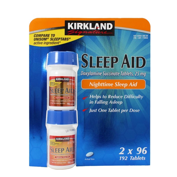 Kirkland Signature Sleep Aid Doxylamine Succinate 25 Mg, 192-Count (Pack of 3)