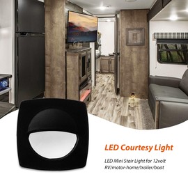 Dream Lighting 12 Volt Black Waterproof LED Courtesy / Deck / Landscape Lighting Fixture for RV, Marine, Boat, Recessed Mount 0.15 Watt, IP65 Warm White Pack of 6