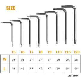 LIHAO 8x Allen Key Set Torx Key Angle Keys Star Shaped TX Key with Folding Holder