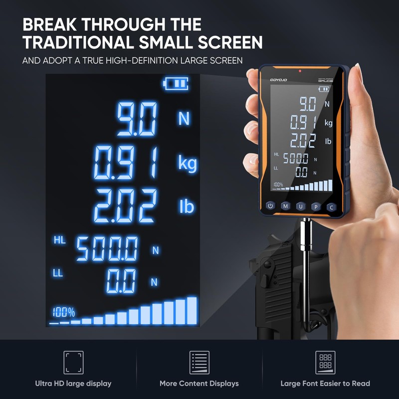 GOYOJO Digital Force Gauge 500N&110LB with Extra-Large Screen and Bold