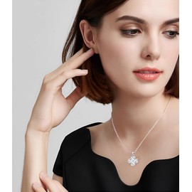 Clover Gemstone Birthstone Necklace Women. S925 Sterling Silver Lucky Cubic Zirconia Crystal Stone Jewelry Gifts for Mom Daughter Friends. 18"+ 2" Extender Chain. April Diamond.