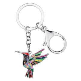 WEVENI Enamel Alloy Crystal Hummingbird Keychain Bird Charms For Women Girls Bag Car Wallet (Multicoloured)
