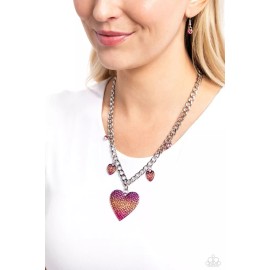 Paparazzi For the Most HEART - Pink Heart Necklace