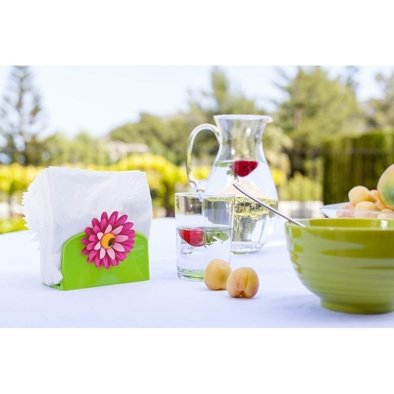 VIGAR Flower Power Napkin Holder, Material: Polypropylene and Rubber, Green,