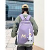 Fashion Backpack with Letter M Design, School Supplies Aesthetic Book