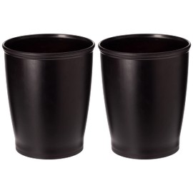 iDesign 93430M2 Kent Plastic Wastebasket Small Round Plastic Trash Can for Bathroom, Bedroom, Dorm, College, Office , Set of 2, Bronze