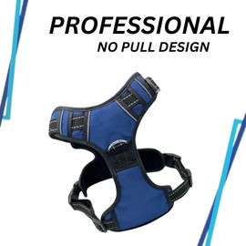 Dog Harness Medium, Large No Pull Vest Harness Adjustable Soft Padded Dog Harness Reflective No-Choke with Easy Control Handle for Training or Walking (BLUE, SMALL)