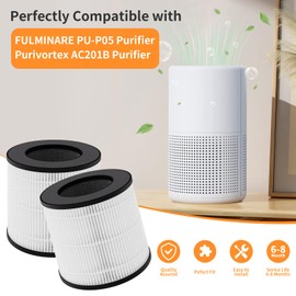 Breabetter PU-P05/AC201B TReplacement Filter Compatible with FULMINARE PU-P05 Purifier and Purivortex AC201B Purifier, 3-in-1 Filters（2-Pack）