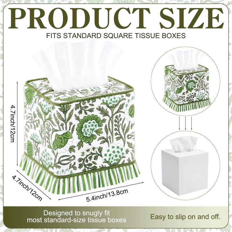 Lounsweer 1 Pack Emerald Green Pattern Tissue Box Cover Hand
