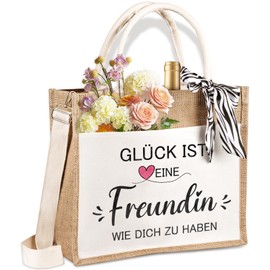 Giftota Jute Bag Best Friend Gift, Great Friends Gift Ideas, Foldable Waterproof Shopping Bag for Girlfriend Women, Jute Tote Bag, Shopper, Beach Bag