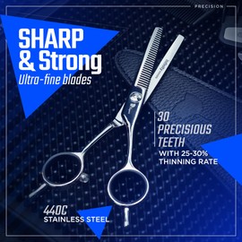 Fagaci Hair Thinning Scissors 6" with 440C Steel, Extreme Sharpness & Precise Cuts Texturizing Shears, Barber Thinning Shears, Hair Cutting for Women & Men, Slim Blades Texturizing Scissors