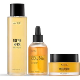 NACIFIC Fresh Herb Origin Triple Set (Toner 150ml, Serum 50ml, Cream 50ml) 82% PotMarigold Flower Water, Moisturizing, Niacinamide, Pore, Sepicalm, Orange