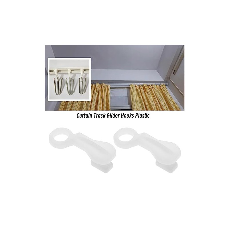 ECSiNG 100Pcs Curtain Track Glider Hooks Plastic Curtain Track Side