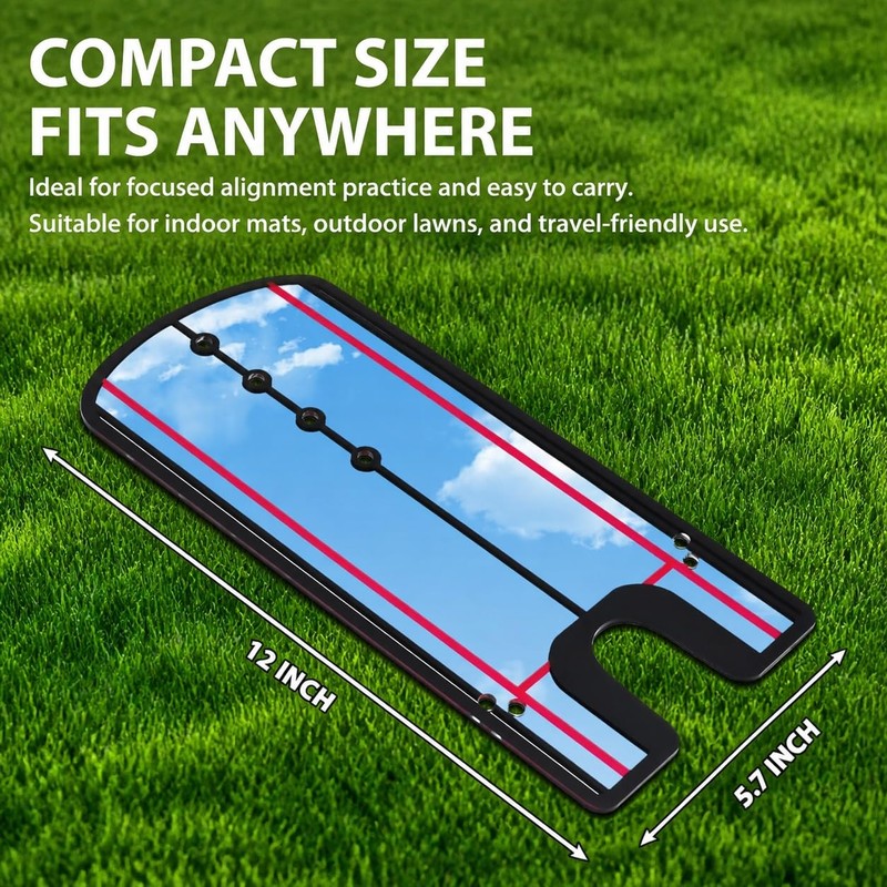 Golf Putting Mirror Training Aid, 12"x5.7" Putting Alignment Mirror