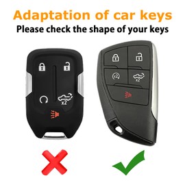 BA735 2-Pack for Chevy Key Fob Cover, 5-Button, for 2022 2023 2024 2025 GMC Sierra, Chevy Silverado 1500/2500HD/3500HD, Keychain Accessories