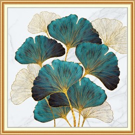 KAMIERFA 2021 Cross Stitch Embroidery Set 11CT DIY Embroidery Kit Cross Stitch Pre-Drawn Sewing Handmade Cross Stitch Kit 50 x 50 cm Leaves