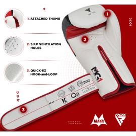 RDX Boxing Gloves Muay Thai Punching Bag Training Sparring Kickboxing Punching Bag Maya Hide Leather Boxing Gloves, red