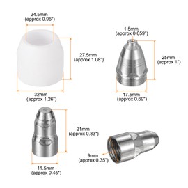 sourcing map 30pcs P80 Plasma Cutter Nozzle Electrodes and Shroud Cup Consumables Kit, 1.5mm Nozzle Tip
