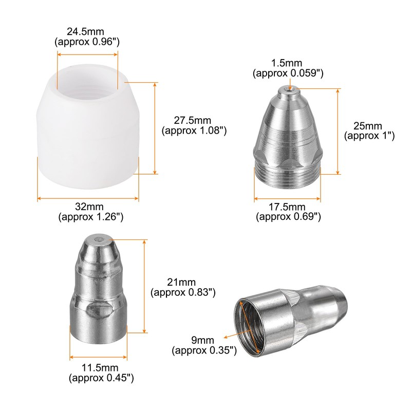 sourcing map 30pcs P80 Plasma Cutter Nozzle Electrodes and Shroud