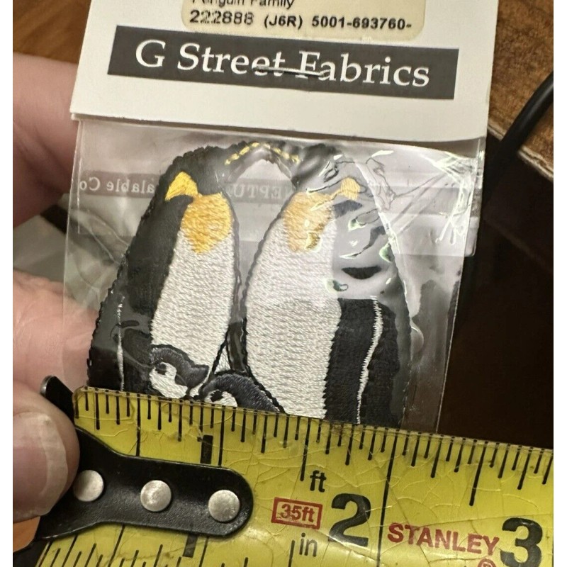 G Street Fabrics Penguin Family Iron On Patch Applique 2"