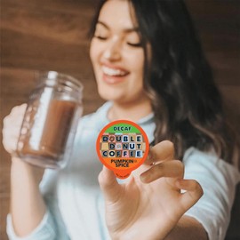 Double Donut Medium Roast Decaf Coffee Pods, Pumpkin Spice Flavored, for Keurig K-Cup Machines, 24 Single-Serve Capsules per Box