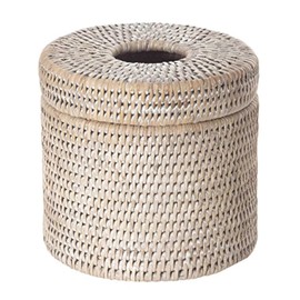 KOUBOO La Jolla Toilet Paper Roll Cover | Wicker Bathroom Decor | Freestanding Toilet Paper Storage, Basket with Lid, Bathroom Essentials, Decorative Tissue Holder, White-Wash