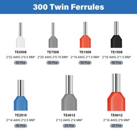 Pack of 1200 Electric Ferrules Crimp Kit Terminal Kit for Double Ignition Bootlace Crimp Electrical Clamp Connection Wire Double Input