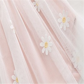 Alunsito Infant Baby Girls Outfits Kids Tulle Party Dress Long Sleeve Knitted Romper Top Daisy Tutu Skirt Set 59 3-6 Months White