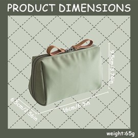 AYNKH Ladies Portable Cosmetic Bag with Fluffy Ball Pendant, Cosmetic Bag Nylon Small, Small Multifunctional Storage Bag, for Short Trips, Storage of Cosmetics and Skin Care Products (Green)