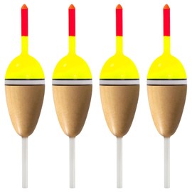 Alwonder 4-Pack Bobbers for Fishing. Buoyant Balsa Wood Body Slip Bobbers Floats, Oval High Sensitive Slip Bobber for Fishing Crappie Bluegills Trout Bass Panfish Catfish Walleyes 2"