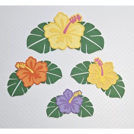 Unbranded Hawaiian Hibuscus Flower Yellow 2 Set Of 4. Scrapbook, Card making Paper Piecing