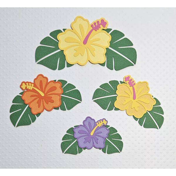 Unbranded Hawaiian Hibuscus Flower Yellow 2 Set Of 4. Scrapbook,