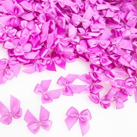 240Pcs Mini Ribbon Bow, BetterJonny 1in Rose Ribbon Twist Tie Bows Pretied Bows Premade Craft Bows for Sewing Scrapbooking Wedding Craft and Gift Wrapping
