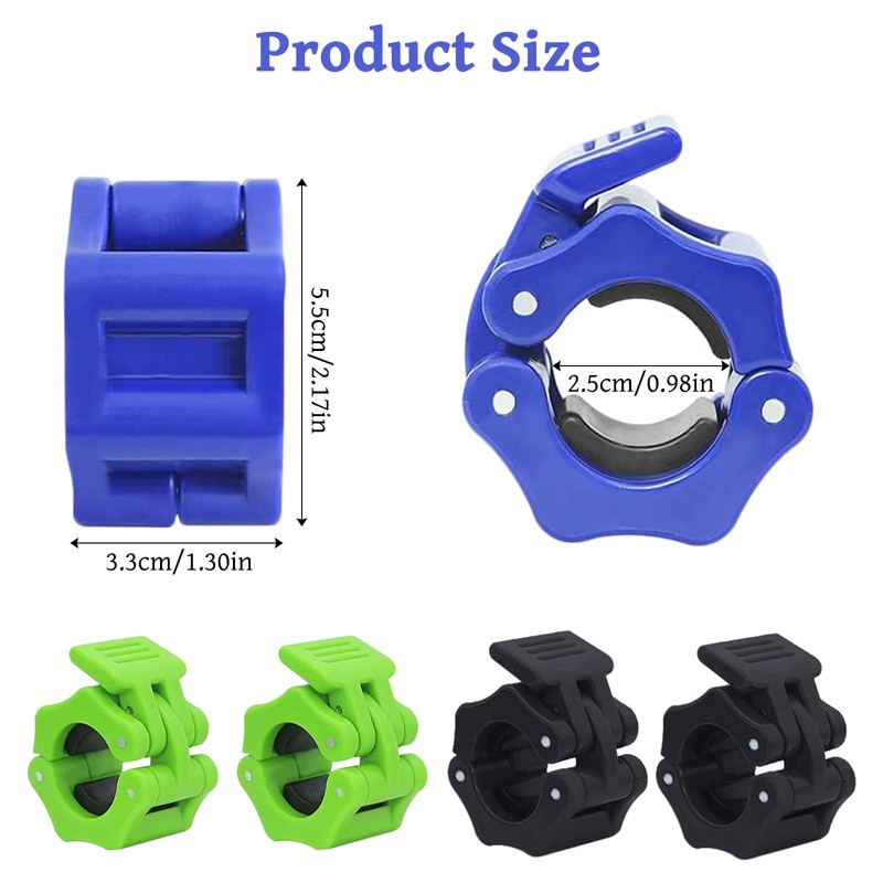 6 PCS Barbell Clips, 1 Inch/2.5CM Weight Clips Barbell Clamps