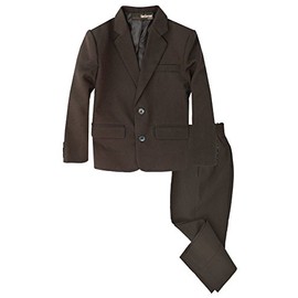 G218 Boys 2 Piece Suit Set Toddler to Teen (2T, Brown)