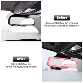 Rear View Mirror Cover Trim Frame Interior Decoration Accessories for Dodge RAM 2010-2017,for Dodge Challenger 2015-2022,for Dodge Charger 2010-2022,Pink