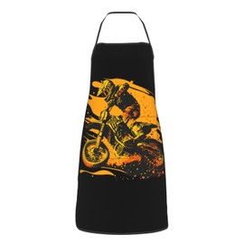 KOSUES Motocross Extreme Sport Rider Waterproof Apron with Pockets Unisex Women Men Chef Aprons Bib Kitchen Accessories for Home Kitchen Cooking BBQ Grill Gardening Painting Housework